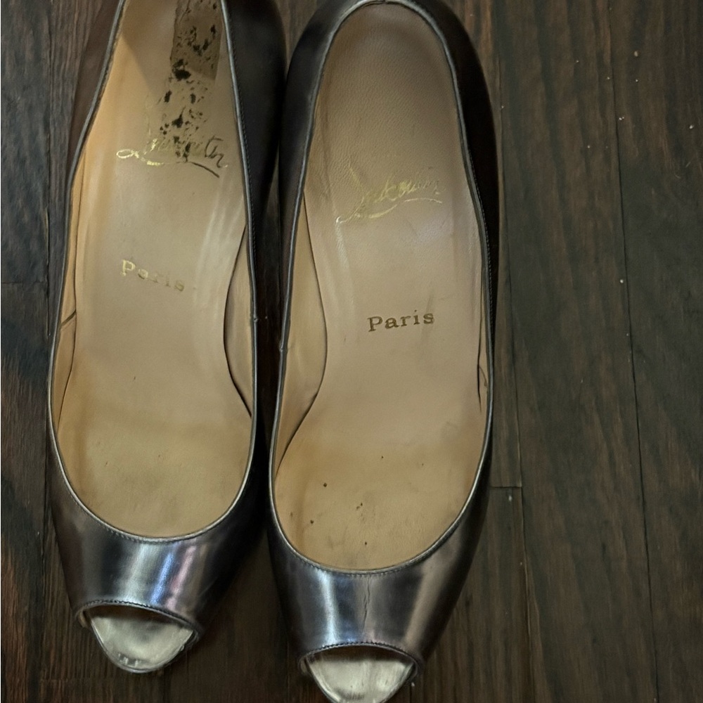 Christian Louboutin Silver Heels with Elegant Design